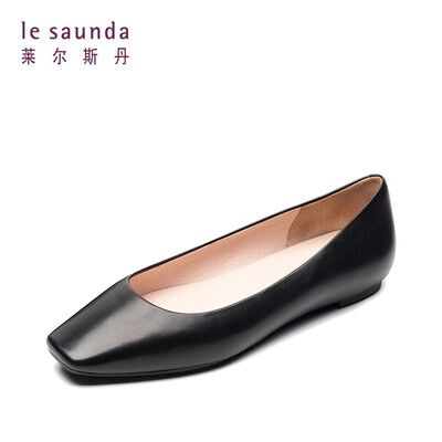 

Lyles Dan Fashion Commuter OL Professional Comfort Square Head Flat Womens Shoes LS AM06903 Black 38