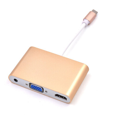 

3in1 USB 31 Type C to HDMIVGA35mm Audio Adapter 1080P Video Converter Screen Mirroring Link For Macbook to TV Projector