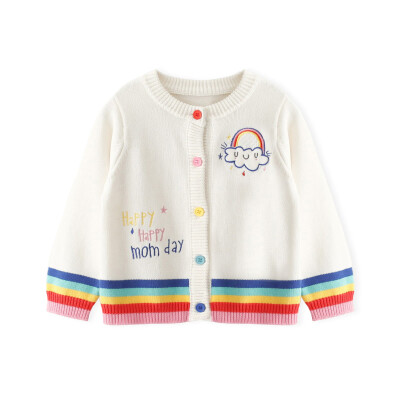 

Cicie self-employed childrens clothing girls coat rainbow sweater cardigan girls sweater childrens shirt C91202 beige 11052A