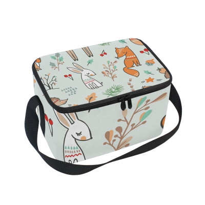 

ALAZA Lunch Box Insulated Lunch Bag Large Cooler Fox Elk Deer Rabbit Tote Bag