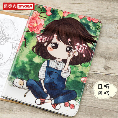 

Steick Apple ipad mini5 protective cover cartoon tablet all-inclusive lightweight anti-drop dormant bracket leather case iPad mini12345 universal&listen to the wind