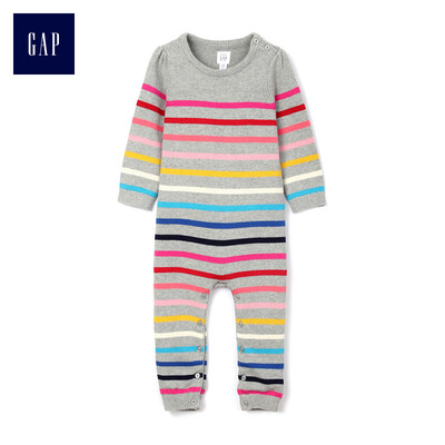 

GAP flagship store childrens clothing baby cotton color striped baby onesies newborn romper 395498 colorful stripes 73cm 6-12 months