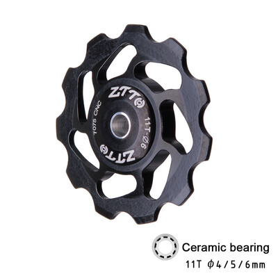 

ZTTO 11T MTB Bicycle Rear Derailleur Jockey Wheel Ceramic Bearing Pulley CNC Road Bike Guide Roller Idler 4mm 5mm 6mm