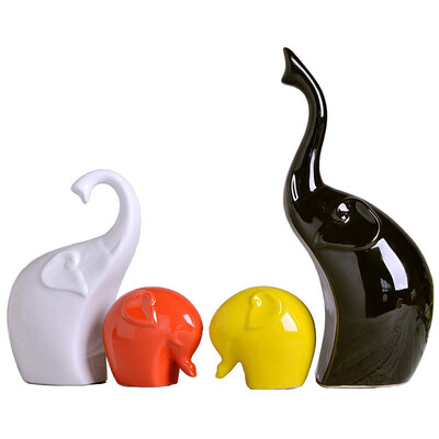 

4pcs porcelain elephant statue home decor crafts ornament room decorations modern ceramic animal figurines wedding decoration gift