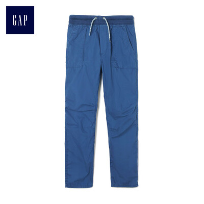 

GAP flagship store boy cotton drawstring elastic waist tooling wind trousers 372674 cobalt blue
