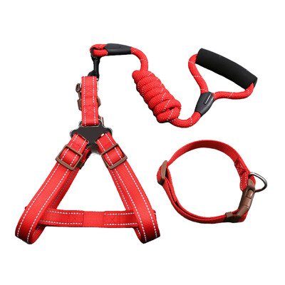 

Suomila reflective dog leash collar chest strap three-piece suit retractable explosion-proof rushing dog chain small dog Teddy bear pet supplies  code