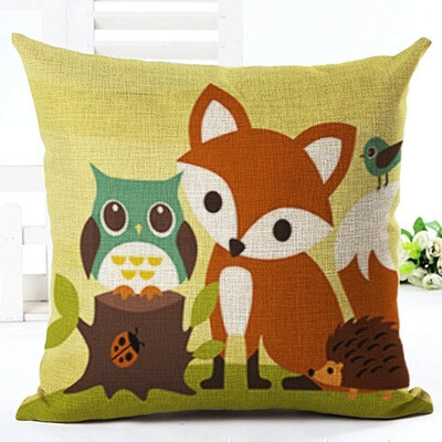 

Christmas Nordic Pillowcase lovely animal fox Decorative Cotton Linen Throw Pillow cover Cojines almofada