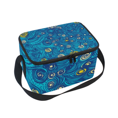 

ALAZA Lunch Box Insulated Abstract Waves Lunch Bag Large Cooler Tote Bagfor Men Women