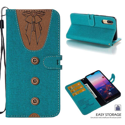 

MOONCASE Huawei P20 stitching embossed womens leather case - green
