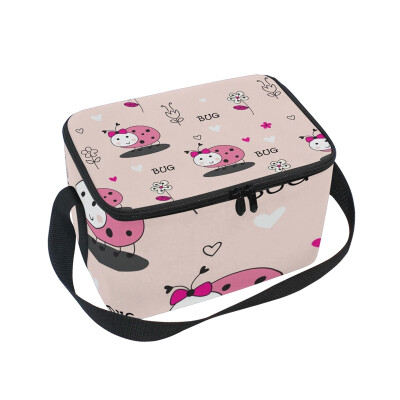 

ALAZA Lunch Box Insulated Lunch Bag Large Cooler Bugs And Flowers Tote Bag