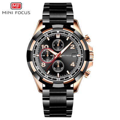 

MINI FOCUS MF0198G Men Watch Stainless Steel Strap Quartz Movement Simple Wristwatch Time Display Casual Waterproof Clock for Male