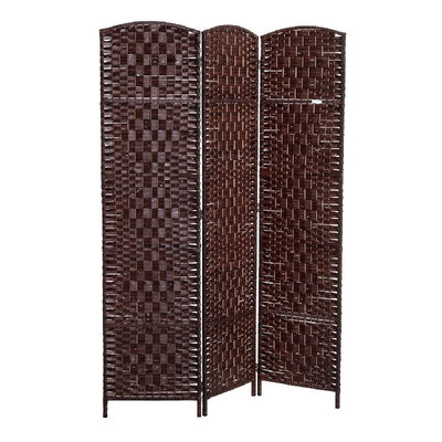 

6 Tall Wicker Weave Three Panel Room Divider Privacy Screen - Chestnut Brown