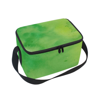 

ALAZA Lunch Box Green Watercolor Insulated Lunch Bag Large Cooler Tote Bagfor Men Women