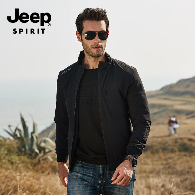 

JEEP Jeep Jacket Men 2019 Spring New Casual Mens Stand Collar Short Jacket Mens Shirt JPL2677 Black