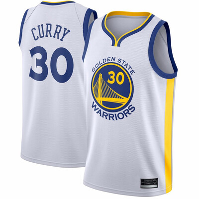 

2019 New Mens Golden State Warriors 30 Stephen Curry Blue Black Yellow White Basketball Jersey Size -XXL