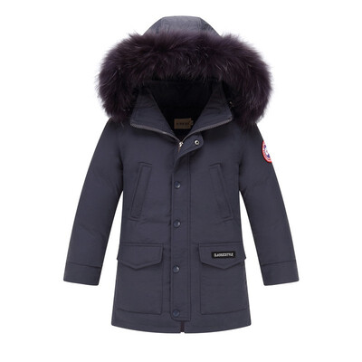 

2018 winter down jacket for boy clothes childrens clothing for snow wear kids outerwear coat hooded warm parka real Raccoon fur