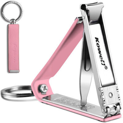 

Korea Kowell Han Kewei nail clipper stainless steel nail clippers nail set key ring washable BK-FC100 non-slip leather set pink import