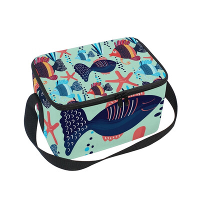 

ALAZA Lunch Box Cute Fish Insulated Lunch Bag Large Cooler Tote Bagfor Men Women