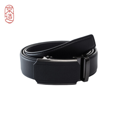 

JZAO Mens business belt belt automatic buckle leather cowhide black code can be cut 120cm