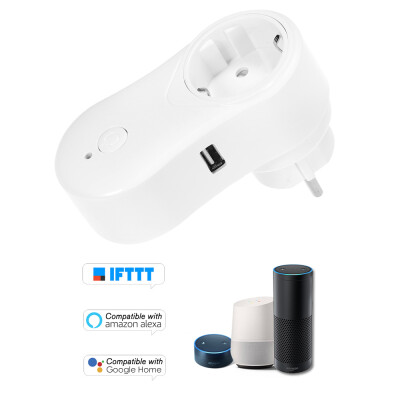 

Smart WiFi Socket EU Type E with Dual Outlet Remote Control by Smart Phone from Anywhere Timing Function Voice Control Compatible