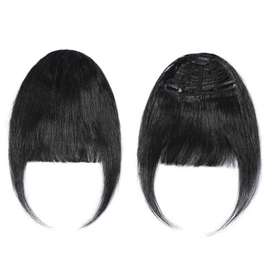 

Clips in Hair Bangs Fringe Hair Extensions Clip On Bang Topper 3D Straight Hairpieces False Short Flat Two Side