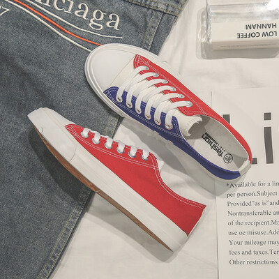

Mens Canvas contrast color casual shoes Lace-up student shoes