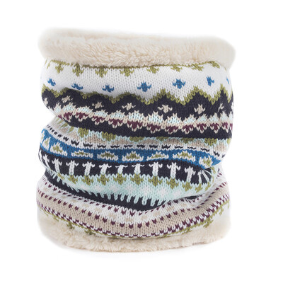 

Winter Women Men Printed Scarf Fleece Thicken Neckerchief Unisex Wool Neck Warmer Knitted Scarves