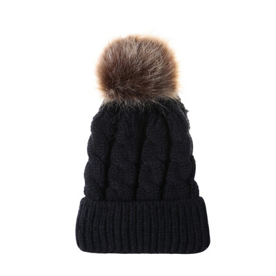 

Winter Warm Women Knitted Crochet Wool Hat Hair Ball Earmuffs Caps Infant Toddler Kid Cute Hairball Beanie Cap