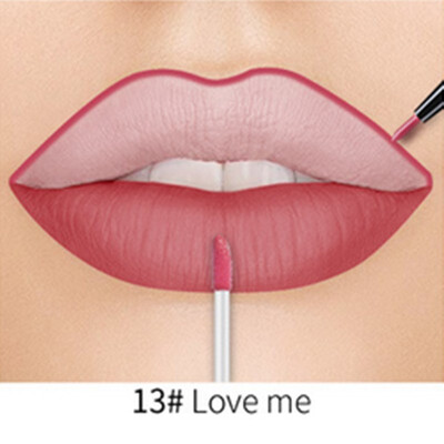 

Fashion Women 20 Colors 2 In 1 Lip Gloss&Lip Liner Matte Liquid Lipstick