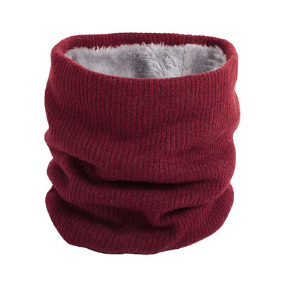 

Winter Men Women Scarf Fleece Thicken Neckerchief Unisex Wool Neck Warmer Ribbed Knitted Scarves