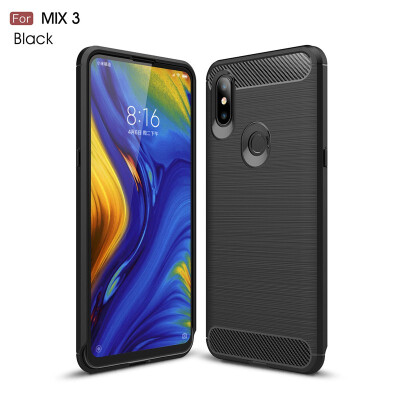 

Goowiiz Phone Case For Xiaomi Mi Mix 3 Fashion Slim Carbon Fiber TPU Soft Silicone Prevent falling