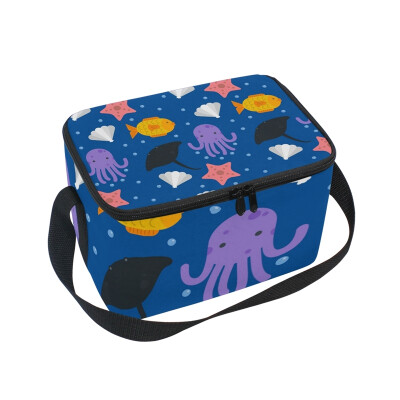 

ALAZA Lunch Box Insulated Octopus And Shell Lunch Bag Large Cooler Tote Bagfor Men Women