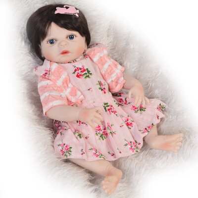 

23 Inch Handmade Reborn Dolls Full Body Silicone Red Skin Realistic Girl Baby Doll Toy For Childrens Day Gift Human Hair