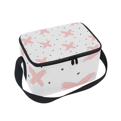 

ALAZA Lunch Box Insulated Lunch Bag Large Cooler Crosses And Irregular Polka Dots Tote Bag