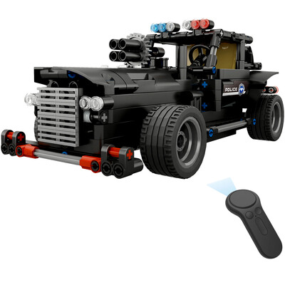

DIY Assembled 24G Four-way Remote Control Assembling Blocks Electric Special Police Command Car 462pcs