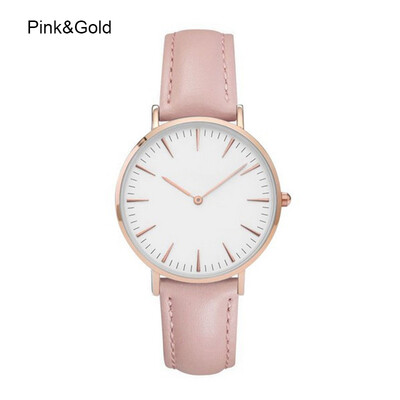 

Women Men Cluse Brand Simple Quartz Analog Watch Gold Leather Band Wrist Watches