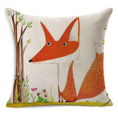 

Christmas Nordic Pillowcase lovely animal fox Decorative Cotton Linen Throw Pillow cover Cojines almofada
