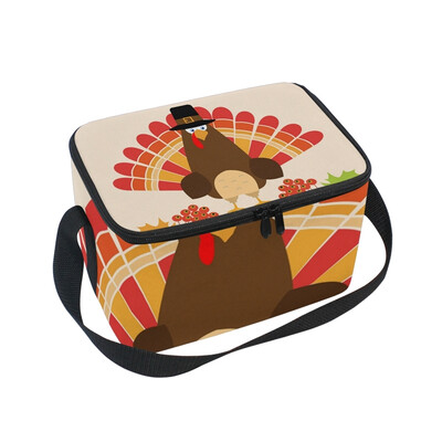 

ALAZA Lunch Box Insulated Lunch Bag Large Cooler Thanksgiving Card Turkey Tote Bag