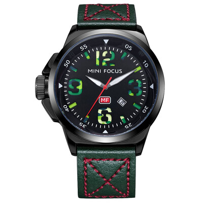 

BOFUTE Mens Watch Personality Japanese Quartz Movement Calendar Luminous Waterproof Genuine Leather Watchband 0004G