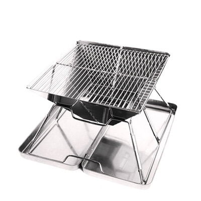 

Large folding stainless steel grill outdoor picnic grill carbon stove multi-person barbecue shelf