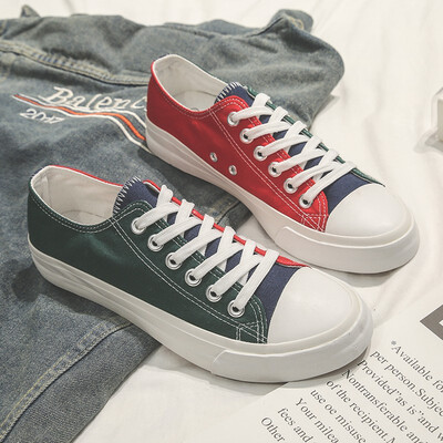 

Mens Canvas contrast color casual shoes Lace-up student shoes