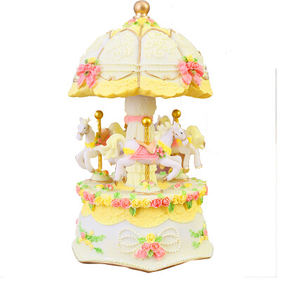 

Carousel Music Box Luxury Color Change Flashing LED Light Luminous Rotating 3-Horse Carousels Horse Melody Music Box Valentines