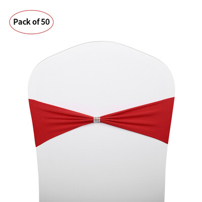 

50pcs Bling Bling Wedding Chair Sashes Bows Elastic Spandex Chair Sash Covers Bands Wedding Supplies Decorations--Green