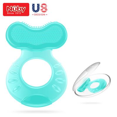 

Nuby baby teether baby molar stick pacifier newborn toothbrush bite chew with toilet box 3 months or more green