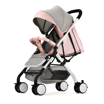 

Airplane Baby Stroller One Step Fold Lightweight Convertible Baby Carriage with 5-Point Safety Harness Multi-Positon Reclining Sea
