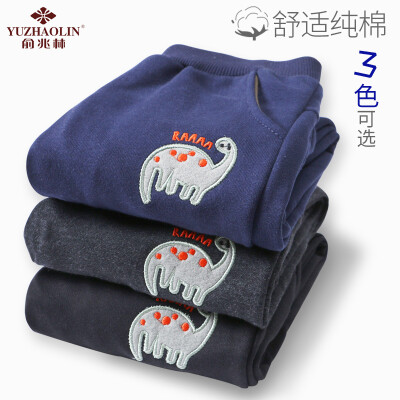 

Yu Zhaolin YUZHAOLIN Self-operated lightning delivery childrens pants boys 95 cotton spring&autumn casual pants baby trousers children sports pants dinosaur Tibetan blue 140