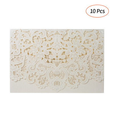 

10pcs Pearl Paper Embossment Invitation Cards Invitation Holders for Wedding Birthday Party Anniversay--Pink