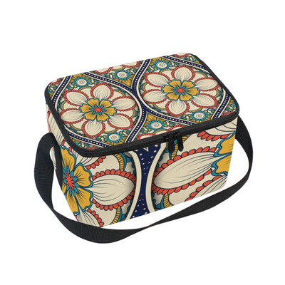 

ALAZA Ethnic Seamless Pattern Lunch Box Insulated Lunch Bag Large Cooler Tote Bagfor Men Women