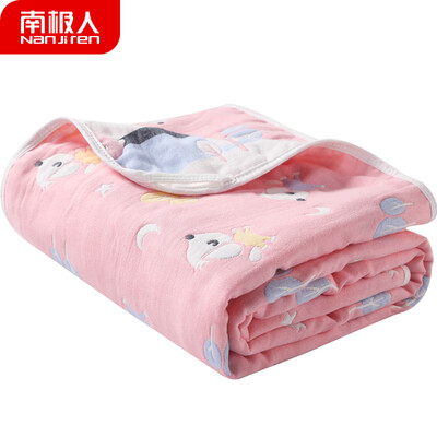 

Antarctic Nanjiren summer cool by baby blanket gauze blanket bath towel wrapped towel by children air conditioning is 120150 pink puppy