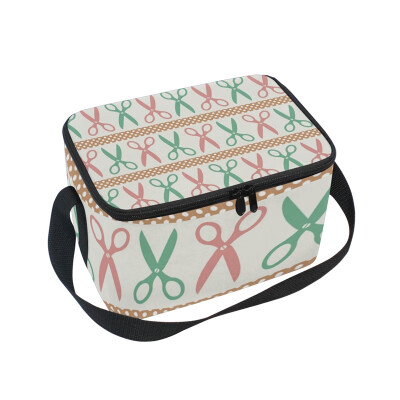 

ALAZA Lunch Box Insulated Scissors Pattern Lunch Bag Large Cooler Tote Bag for Men Women